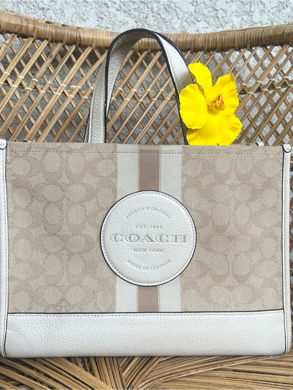 Coach Dempsey Carryall In Signature Jacquard With Stripe And Coach Patch